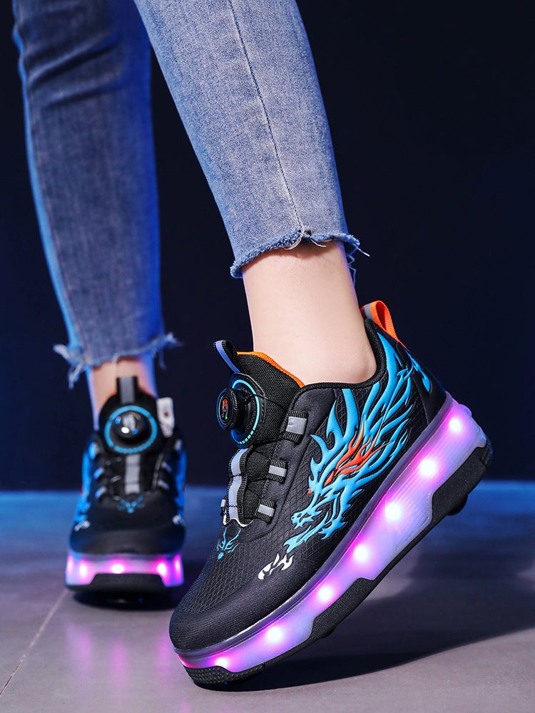 Factory wholesale new roller skates small four-wheel sports pulley heloo shoes boys with lights luminous shoes flight - Image 5