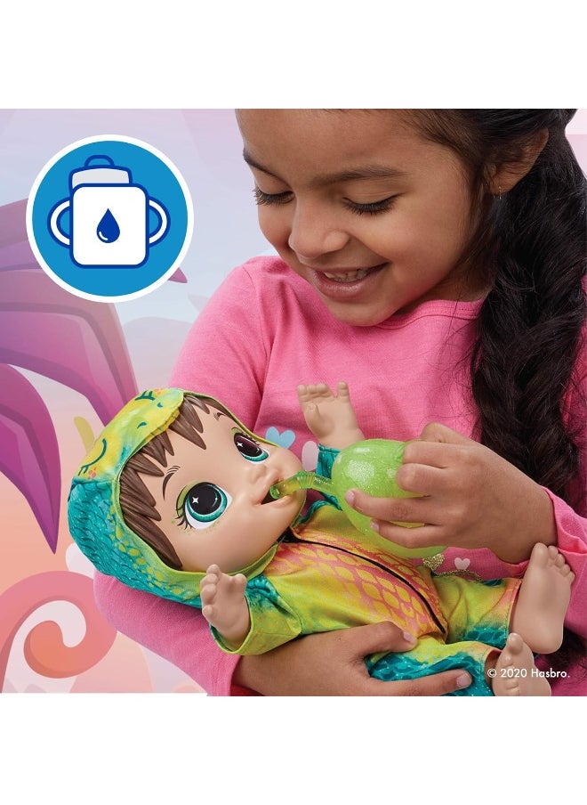 Hasbro Toys - Baby Alive Dino Cuties Doll, Stegosaurus, Doll Accessories, Drinks, Wets, Stegosaurus Dinosaur Toy for Kids Ages 3 Years and Up, Brown Hair - Image 1