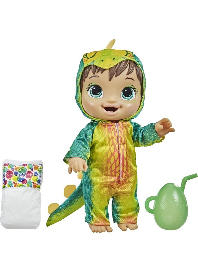 Hasbro Toys - Baby Alive Dino Cuties Doll, Stegosaurus, Doll Accessories, Drinks, Wets, Stegosaurus Dinosaur Toy for Kids Ages 3 Years and Up, Brown Hair - Image 1