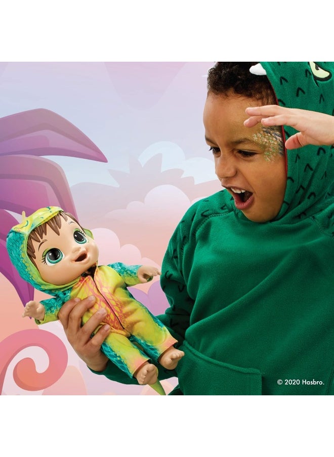 Hasbro Toys - Baby Alive Dino Cuties Doll, Stegosaurus, Doll Accessories, Drinks, Wets, Stegosaurus Dinosaur Toy for Kids Ages 3 Years and Up, Brown Hair - Image 1