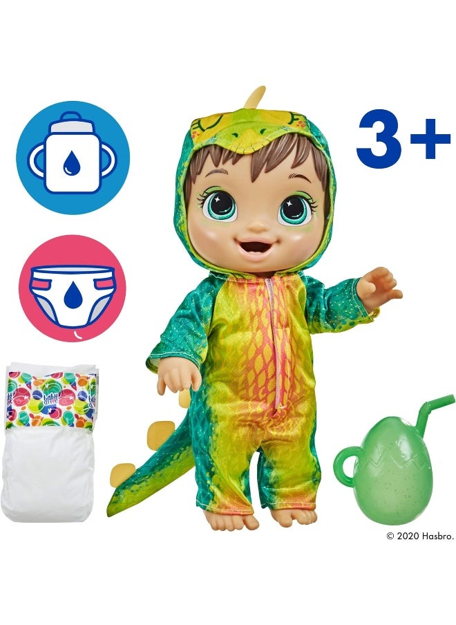 Hasbro Toys - Baby Alive Dino Cuties Doll, Stegosaurus, Doll Accessories, Drinks, Wets, Stegosaurus Dinosaur Toy for Kids Ages 3 Years and Up, Brown Hair - Image 1
