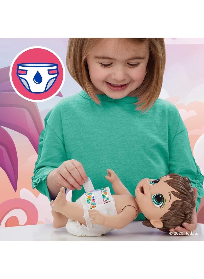 Hasbro Toys - Baby Alive Dino Cuties Doll, Stegosaurus, Doll Accessories, Drinks, Wets, Stegosaurus Dinosaur Toy for Kids Ages 3 Years and Up, Brown Hair - Image 1