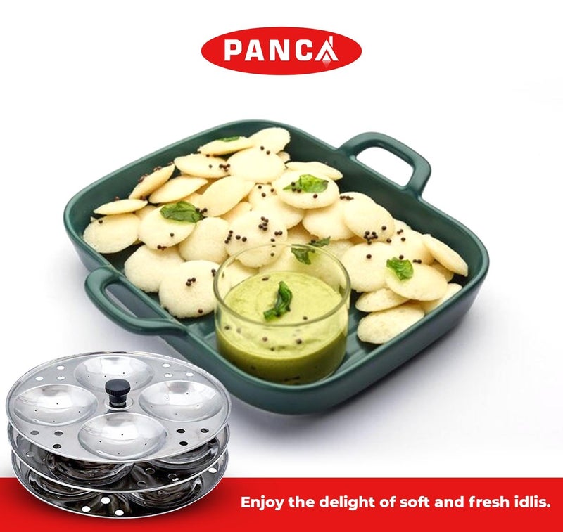 PANCA Stainless Steel Non Stick Idli Plates Idli Maker| Idli Stand with Holes for Pressure Cooker, 3 Plate, 7 Liter, Silver - Image 2