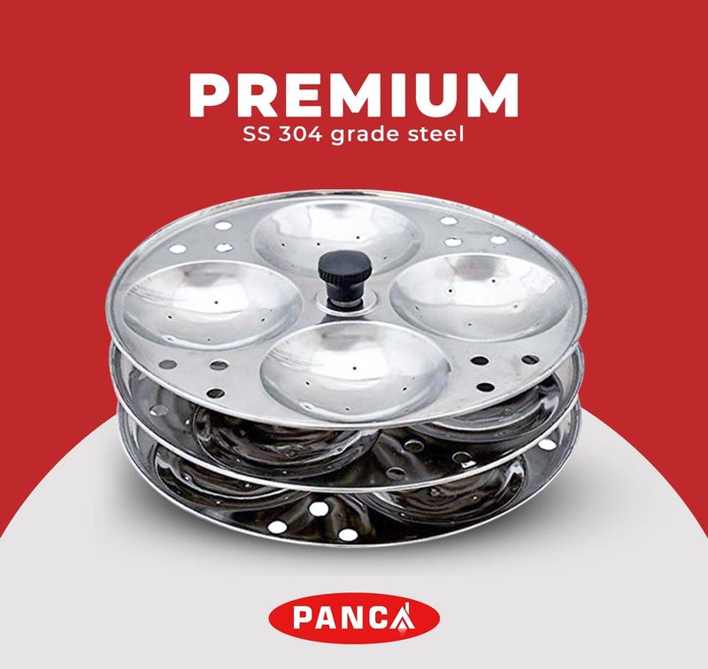 PANCA Stainless Steel Non Stick Idli Plates Idli Maker| Idli Stand with Holes for Pressure Cooker, 3 Plate, 7 Liter, Silver - Image 4