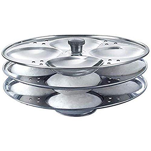 PANCA Stainless Steel Non Stick Idli Plates Idli Maker| Idli Stand with Holes for Pressure Cooker, 3 Plate, 7 Liter, Silver - Image 1