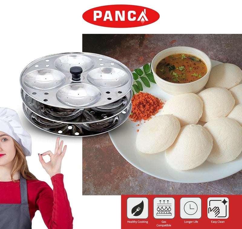 PANCA Stainless Steel Non Stick Idli Plates Idli Maker| Idli Stand with Holes for Pressure Cooker, 3 Plate, 7 Liter, Silver - Image 3