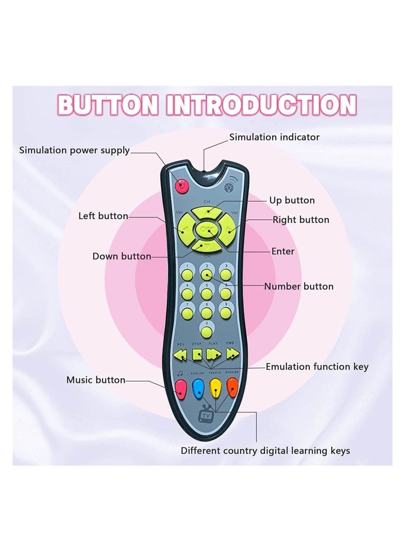 NIBEMINENT Baby TV Remote Control Musica Toy, Musical Toy with Cozy Lighting and Soft Music, Multilingual, Promote Hand-eye Coordination, for 6 Months+ Toddlers Boys or Girls Preschool Education, Brain Game - Image 3
