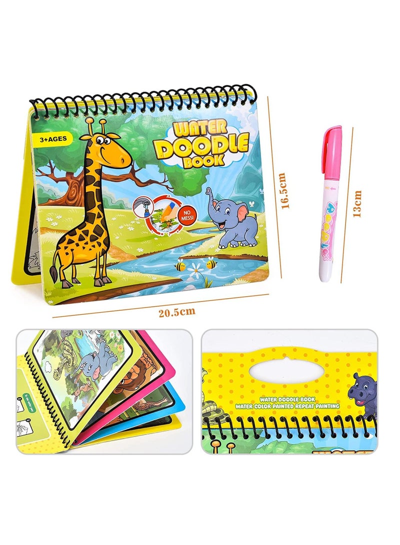 SYOSI Magic Water Colouring Book Magic Painting Books with Water Reusable Water Drawing Book with Magic Pen Early Education Doodle Painting Toys for Kids Boys Girls Ages 3 Years Plus 3pcs - Image 4