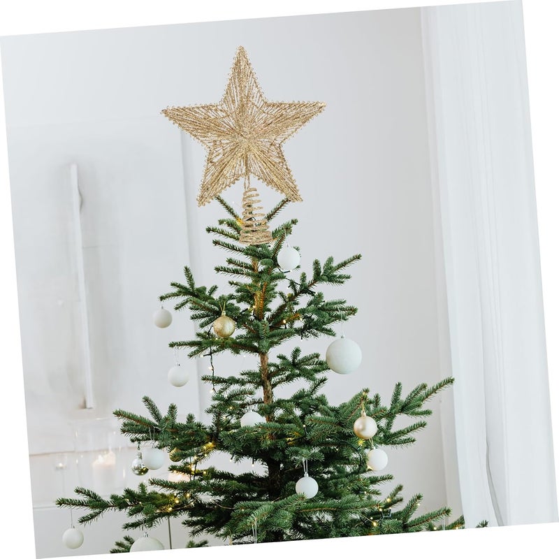 Garneck 1Pc Glowing Five Pointed Star Tree Topper Decoration Warm Light Christmas Decor for Festive Atmosphere Eye Catching Glitter Design for Holiday Tree Ornaments - Image 3