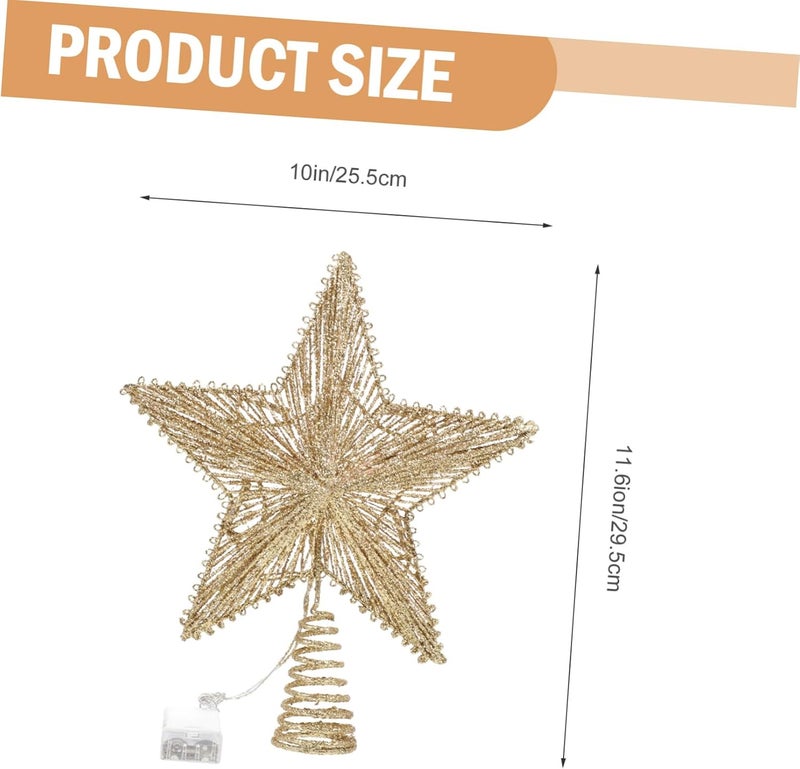 Garneck 1Pc Glowing Five Pointed Star Tree Topper Decoration Warm Light Christmas Decor for Festive Atmosphere Eye Catching Glitter Design for Holiday Tree Ornaments - Image 2