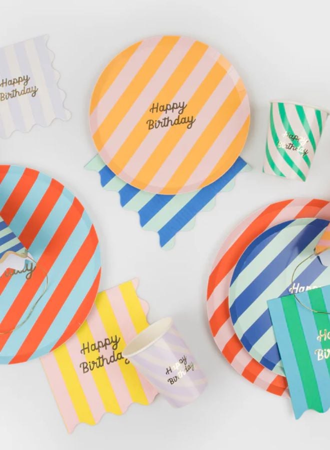 Meri Meri Stripe Happy Birthday Large Napkins - Image 2