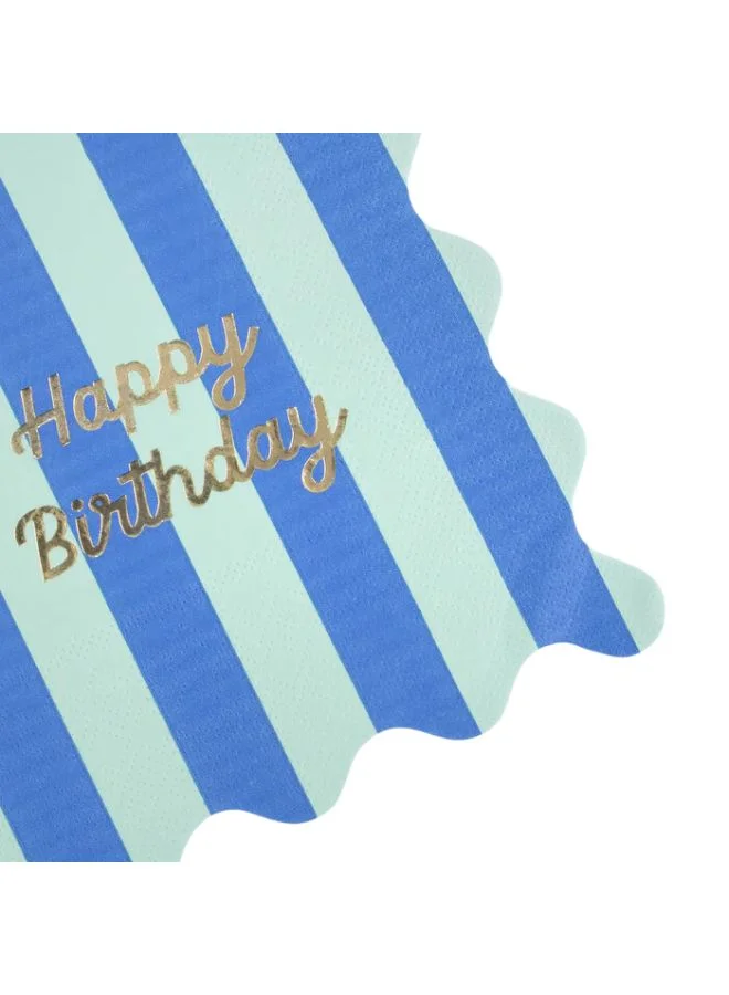 Meri Meri Stripe Happy Birthday Large Napkins