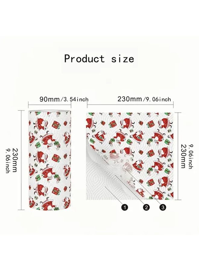 Christmas Kitchen Paper Towels 3 Layer Washable Wet Dry Dual Purpose Roll Cleaning Cloth - Image 5