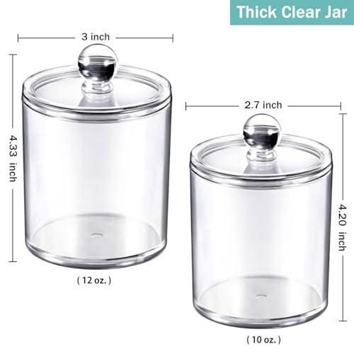SheeChung 6 Pack Qtip Dispenser Apothecary Jars Bathroom with Labels - Qtip Holder Storage Canister Clear Plastic Acrylic Jar for Cotton Ball, Swab,Pads, Rounds,Floss Picks, Hair Clips (Clear) - Image 3