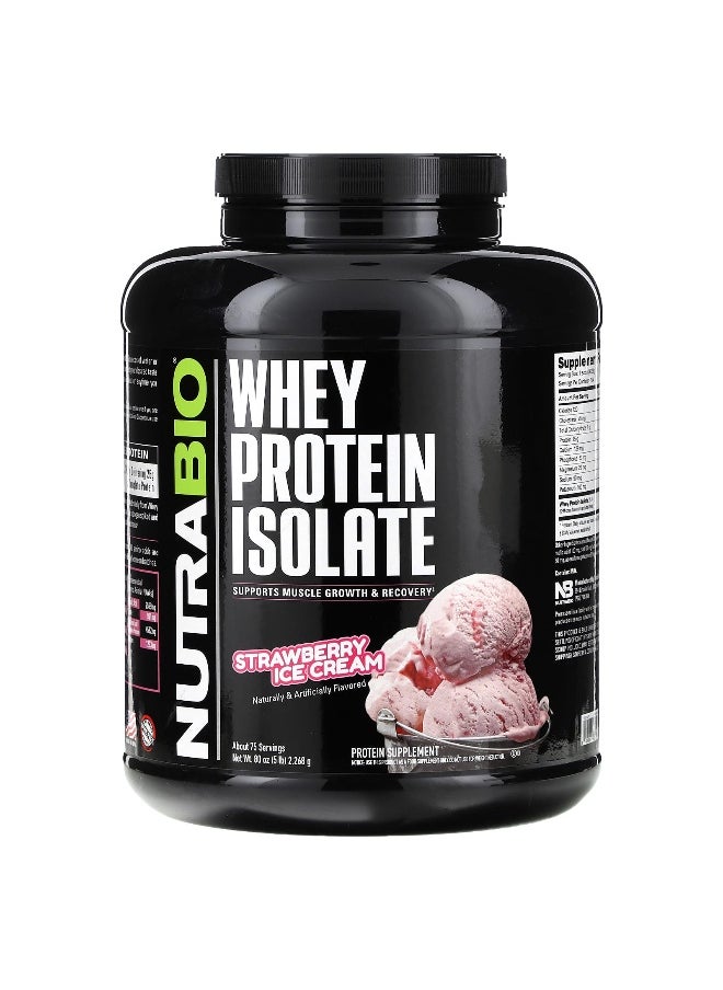 NutraBio NutraBio, Whey Protein Isolate, Strawberry Ice Cream, 5 lb (2,268 g)  - Image 1