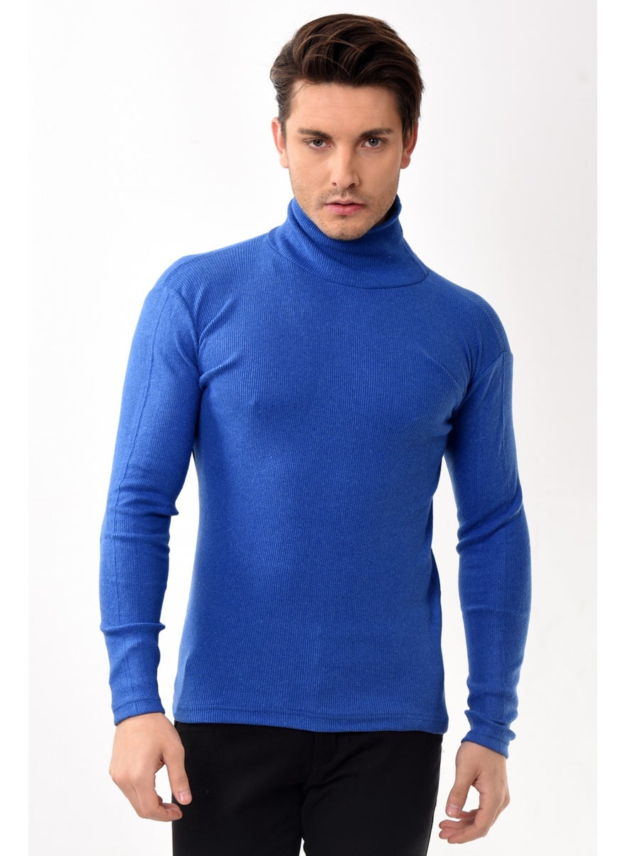 Belifanti Collection - كنزة بيضاء ضيقة للرجال ذات ياقة عالية - Image 1