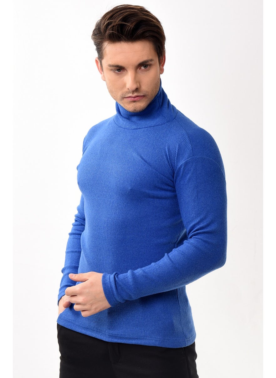 Belifanti Collection - كنزة بيضاء ضيقة للرجال ذات ياقة عالية - Image 1