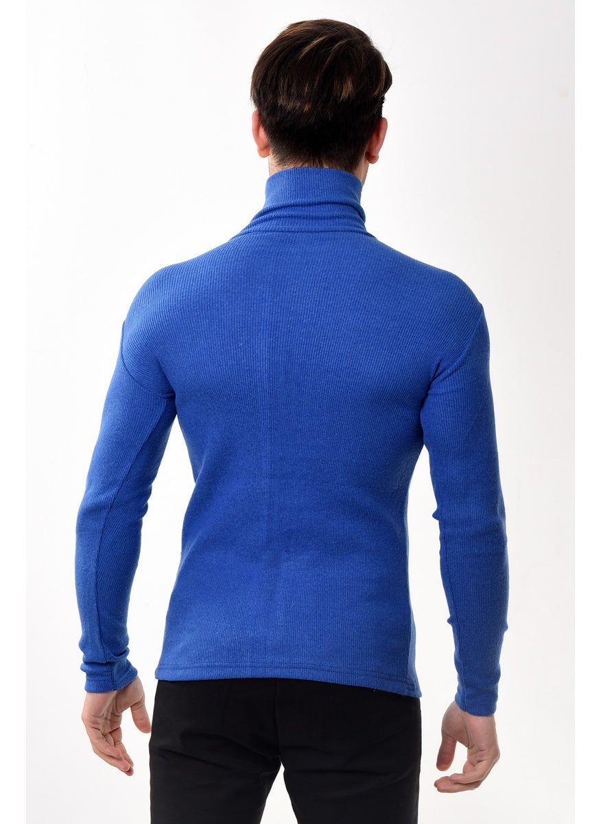 Belifanti Collection - كنزة بيضاء ضيقة للرجال ذات ياقة عالية - Image 1