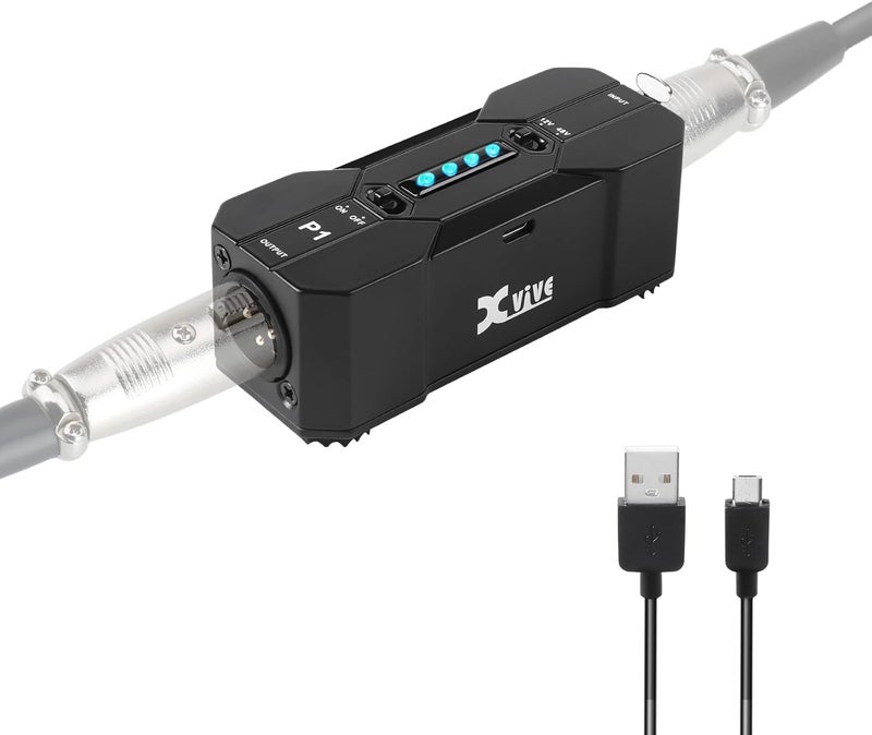 Xvive P1 Phantom Power Supply 48V/12V Switch,Up to 40 Hours of Use,Rechargeable Portable Phantom Power for Condenser/Shotgun Microphones, Mic Preamp, Recording Studios - Image 1