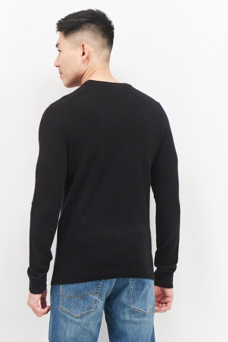 Celio Men Crew Neck Crochet Sweater, Black - Image 3