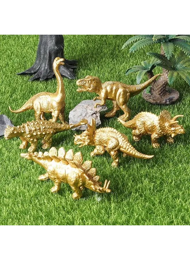 6 Pcs Mini Dinosaur Party Decorations Yellow Plastic Dinosaur Model Figurine Set Durable Themed - Image 1
