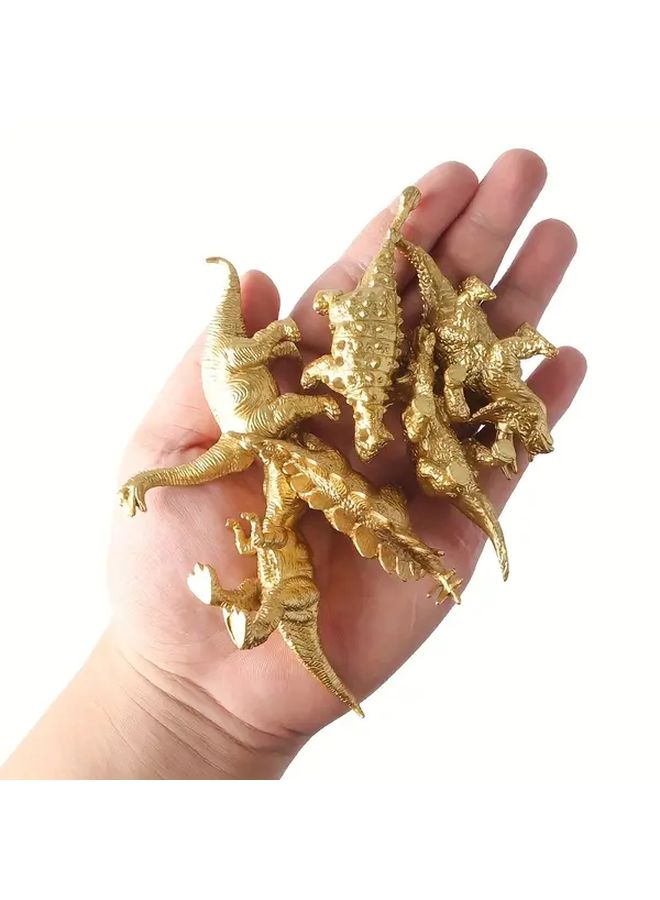 6 Pcs Mini Dinosaur Party Decorations Yellow Plastic Dinosaur Model Figurine Set Durable Themed - Image 5