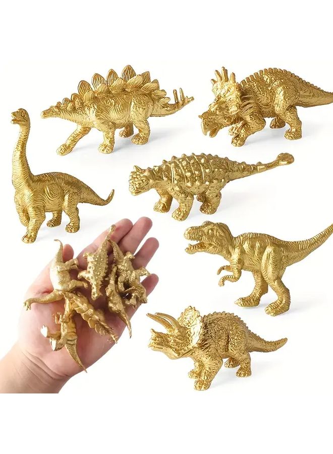 6 Pcs Mini Dinosaur Party Decorations Yellow Plastic Dinosaur Model Figurine Set Durable Themed - Image 4