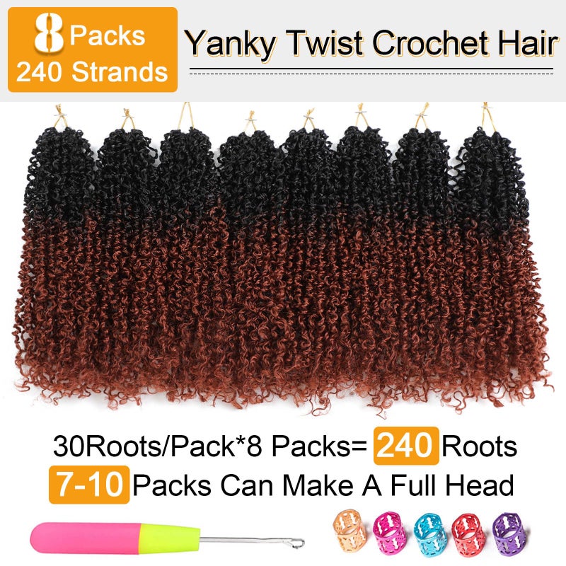 Aksice 8 Inch 8 Packs Yanky Twist Crochet Hair for Women Pre-looped Mini Twist Hair Bohemian Passion Twist Crochet Hair Boho Crochet Braids Synthetic (8 Inch 8 Packs,OT350#) - Image 4