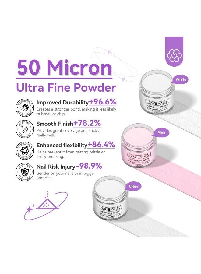 Saviland Acrylic Nail Kit With Drill For Beginners - 0.5Oz Clear White Pink Acrylic Powder And Liquid Set Acrylic Nail Brushes Professional Nails Kit Acrylic Set Home Diy Nail Extension Carving - Image 5