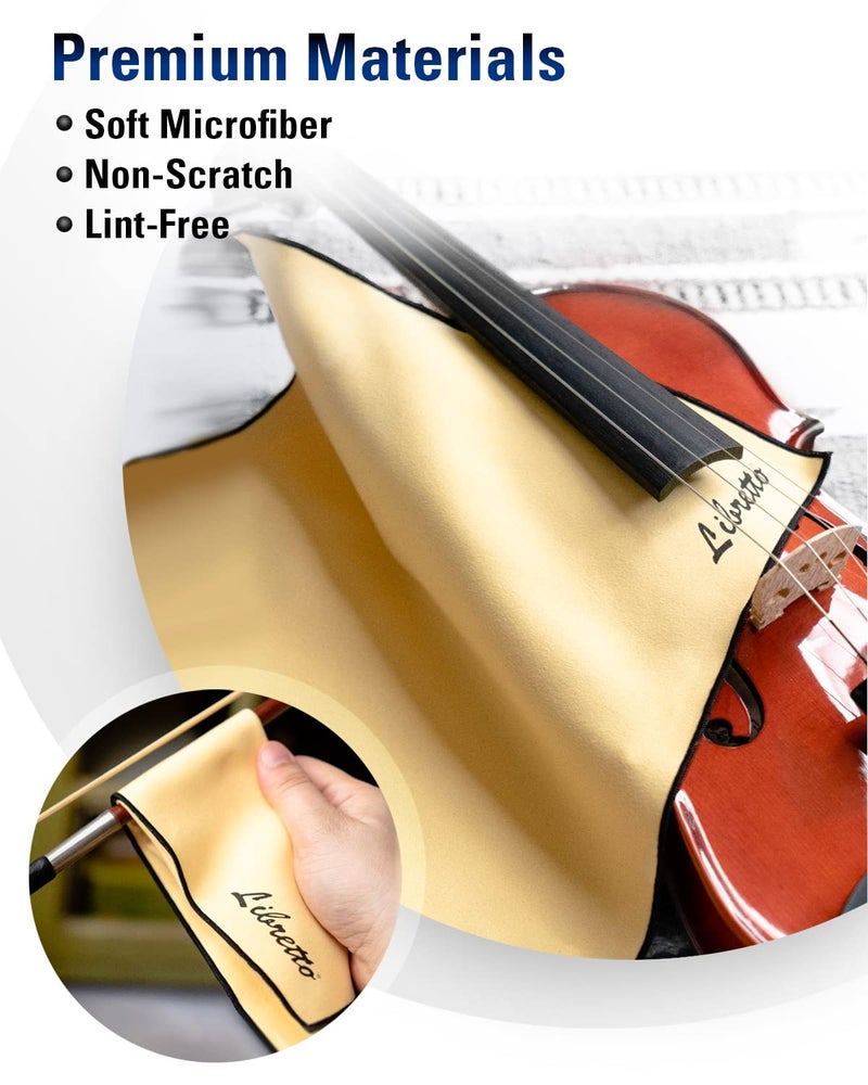 Libretto Microfiber Polish Cloth for Musical Instrument, 3 Sizes in 1 Pack, Violin and Cello Cleaning Product, Yellow, Lint-Free, Super Soft, Gift, for Piano, Guitar, Trumpet, Saxophone, Laptop. - Image 2