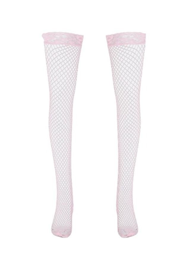 Ladies Fishnet Mesh Long Stockings Tights with Top Stockings Suspender Garter Belt - Image 2