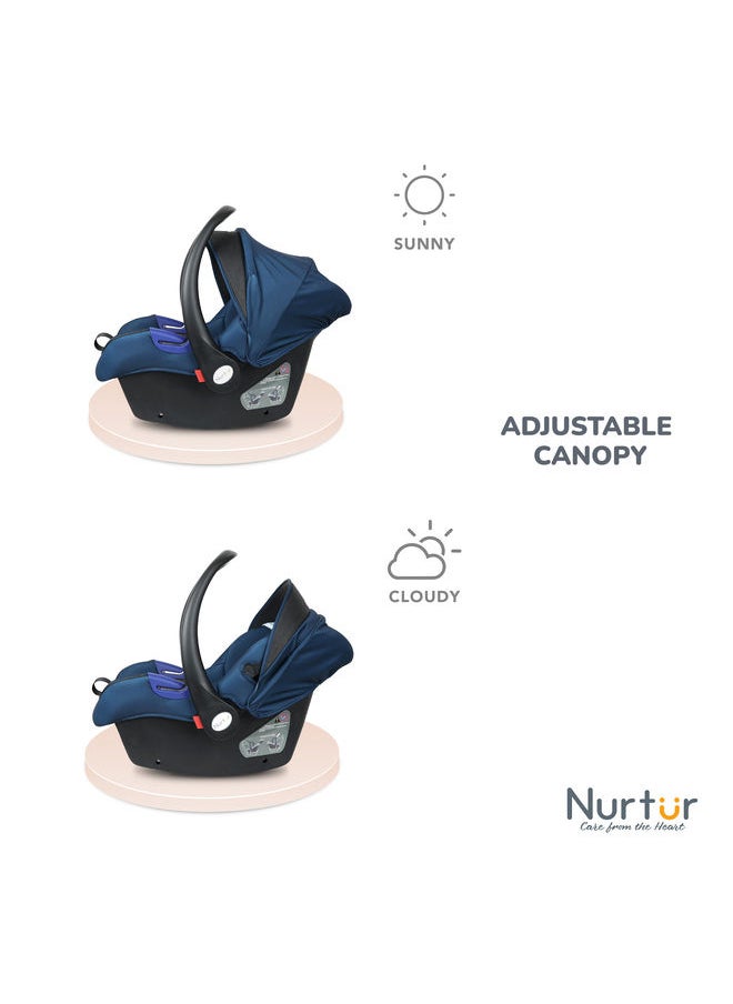 Nurtur - حاملة الأطفال نيمو، مظلة قابلة للتعديل ومقبض حماية إضافية، حزام أمان ثلاثي النقاط مناسب من 0 شهرًا إلى 12 شهرًا حتى 13 كجم، منتج رسمي أزرق - Image 1