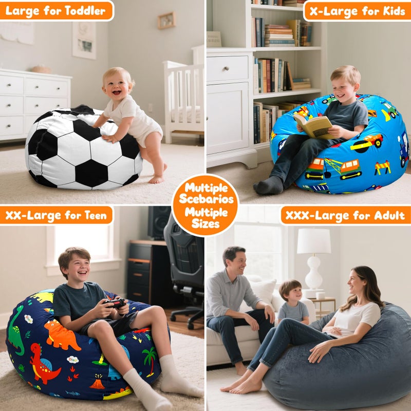 Lukeight Dinosaur Stuffed Animals Storage Bean Bag Chair Cover - Premium Velvet Organizer with YKK Zipper Holds 60+ Plush Toys, Washable Kids Room Decor (No Filling, Large) - Image 5