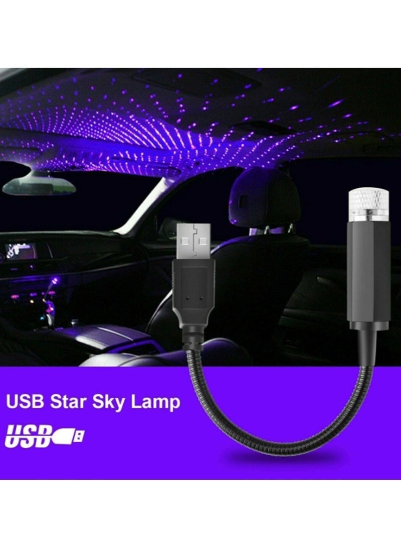Car Mounted Usb Star Projector Night Light, 360 ° Adjustable Romantic Starry Sky Projector Car Light, Portable Interior Decoration Car Roof Light Suitable For Bedroom, Car, Party, Wall, Ceiling Atmosphere Light, Purplish blue - Image 1