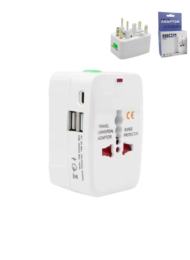 Universal Travel Adapter, Worldwide International Power Adapter with 2 USB Ports 1 Type C, All in One Multi Plug Wall Charger, Portable International Plug Adaptor for EU UK USA AUS Asia Travel Charger - Image 2