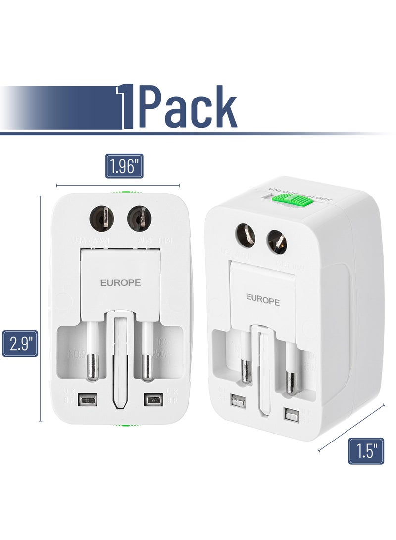 Universal Travel Adapter, Compact All-in-One International Universal Plug for USA, UK, EU, Australia, and India Outlets, with 2 USB Ports & 1 Type-C Charging Port, Surge Protection and Lock Design,Travel Charger,Travel adapter - Image 4