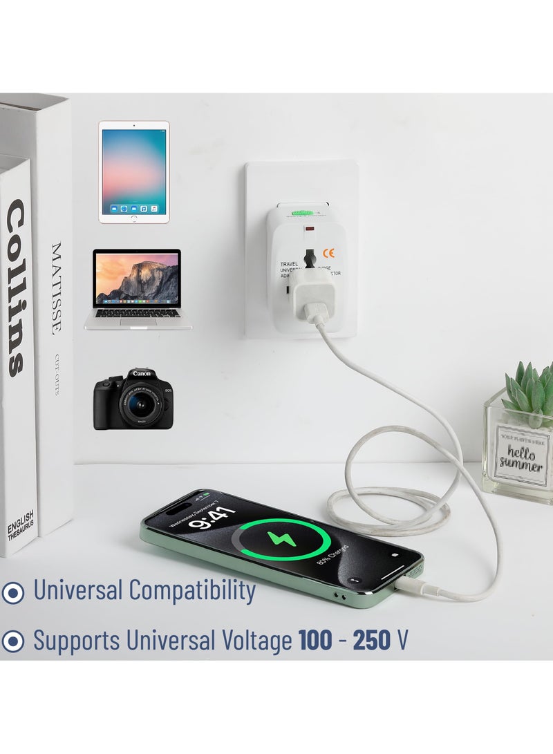 Universal Travel Adapter, Compact All-in-One International Universal Plug for USA, UK, EU, Australia, and India Outlets, with 2 USB Ports & 1 Type-C Charging Port, Surge Protection and Lock Design,Travel Charger,Travel adapter - Image 5