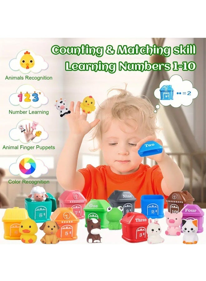 هالامودو ألعاب التعلم للأطفال الصغار عمرهم 1,2,3 سنة ، مربع حيوانات المزرعة 20 قطعة ، دمى الأصابع للطفل ، العد مونتيسوري ، مطابقة وفرز ألعاب السيارات الدقيقة ، هدية عيد ميلاد عيد الميلاد للأطفال الأولاد البنات - Image 4