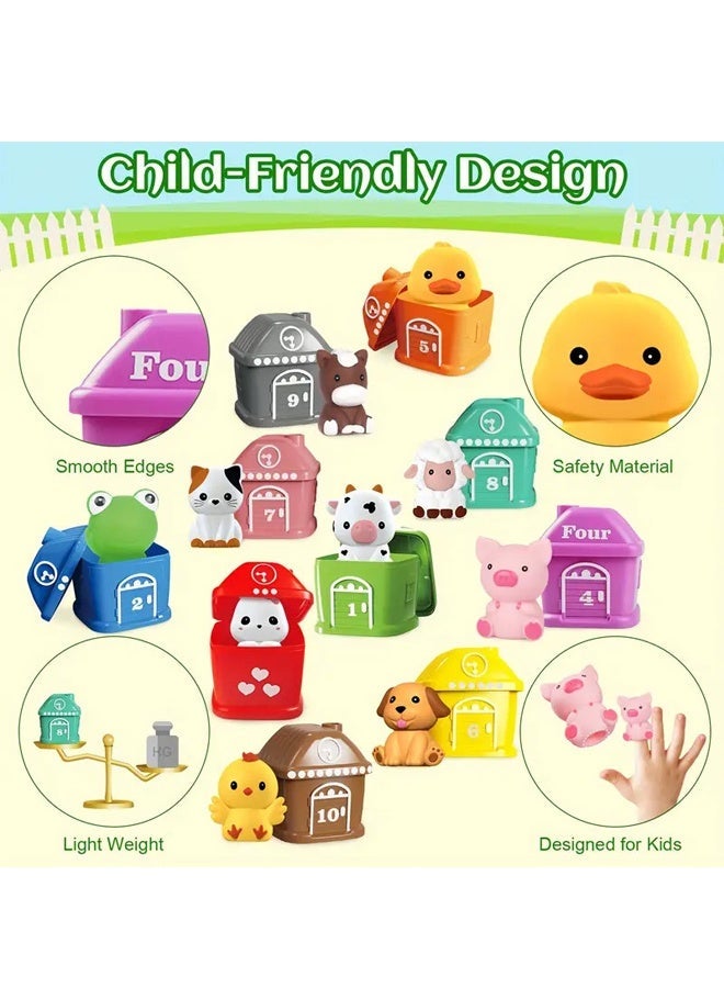 هالامودو ألعاب التعلم للأطفال الصغار عمرهم 1,2,3 سنة ، مربع حيوانات المزرعة 20 قطعة ، دمى الأصابع للطفل ، العد مونتيسوري ، مطابقة وفرز ألعاب السيارات الدقيقة ، هدية عيد ميلاد عيد الميلاد للأطفال الأولاد البنات - Image 2