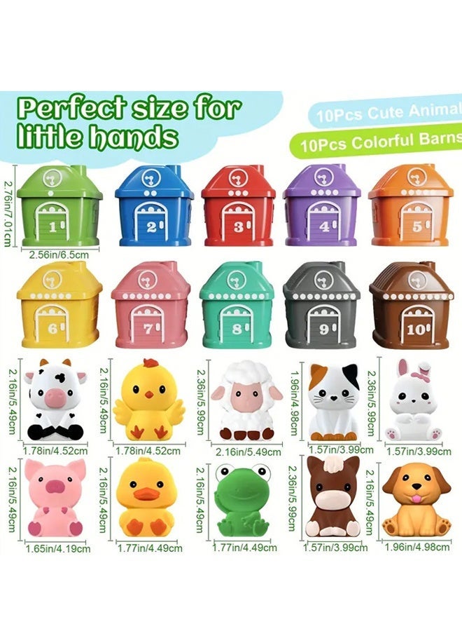 هالامودو ألعاب التعلم للأطفال الصغار عمرهم 1,2,3 سنة ، مربع حيوانات المزرعة 20 قطعة ، دمى الأصابع للطفل ، العد مونتيسوري ، مطابقة وفرز ألعاب السيارات الدقيقة ، هدية عيد ميلاد عيد الميلاد للأطفال الأولاد البنات - Image 5