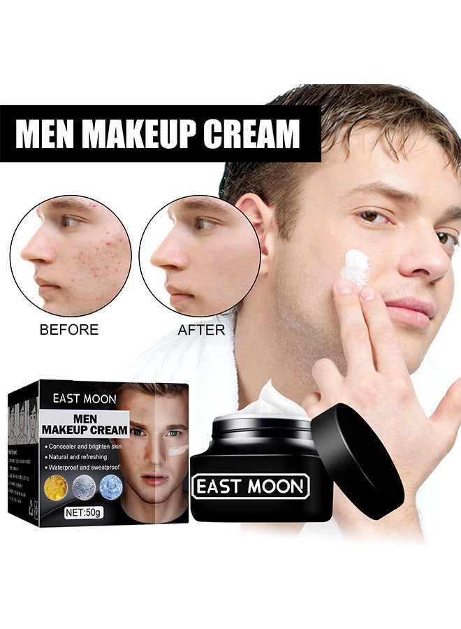 East Moon Men Makeup Cream 50g,Concealer and Brighten Skin,Natural and Refreshing,Waterproof and Sweatproof,Suitable for Use During Makeup 50g - Image 1