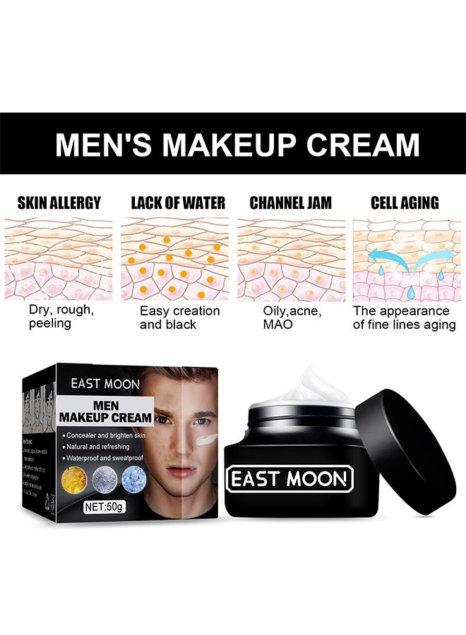 East Moon Men Makeup Cream 50g,Concealer and Brighten Skin,Natural and Refreshing,Waterproof and Sweatproof,Suitable for Use During Makeup 50g - Image 4