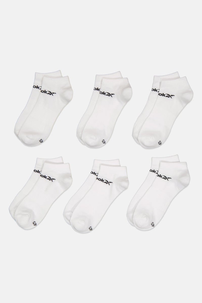 Reebok Men 6 Pairs Brand Logo Low Cut Socks, White - Image 3