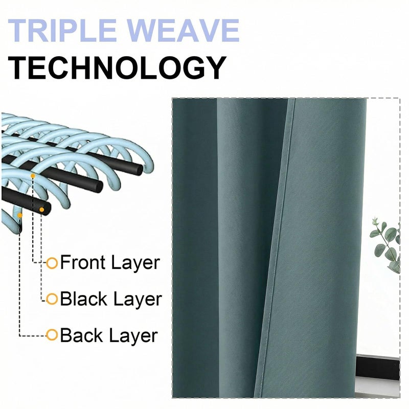 Simplebrand Ava Dark Green Blackout Curtains for Bedroom 63 Inch Length 2 Panels Set, Privacy Thermal Insulated Rod Pocket Door Window Curtains for Patio French Door Front Door, W40 x L63 Inch - Image 5