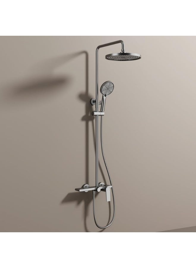 YD Luxury Rain Shower System with Handheld Shower Head and Mixer Valve, Premium Bathroom Shower Set for Modern Bathrooms, Adjustable Overhead Shower Fixture with Durable Construction - Image 4