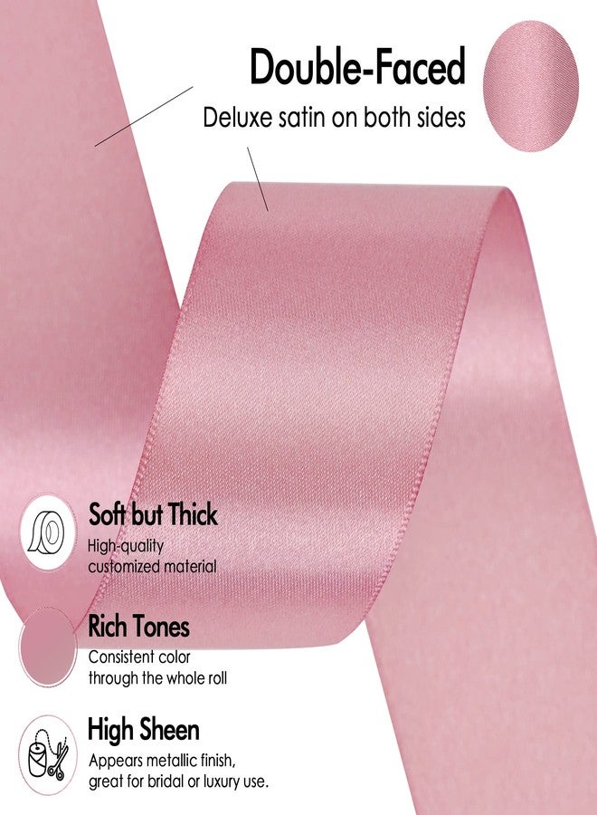 MEEDEE Mauve Rosy Satin Ribbon 1-1/2 Inch Rose Pink Ribbon Lux Double Faced Satin Ribbons by 50 Yards Pink Polyester Satin Ribbons for Crafts, Weddings, Flower Bouquet, Holiday Decorating - Image 3