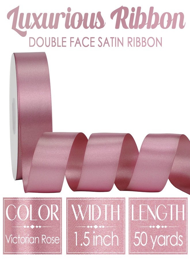MEEDEE Mauve Rosy Satin Ribbon 1-1/2 Inch Rose Pink Ribbon Lux Double Faced Satin Ribbons by 50 Yards Pink Polyester Satin Ribbons for Crafts, Weddings, Flower Bouquet, Holiday Decorating - Image 2