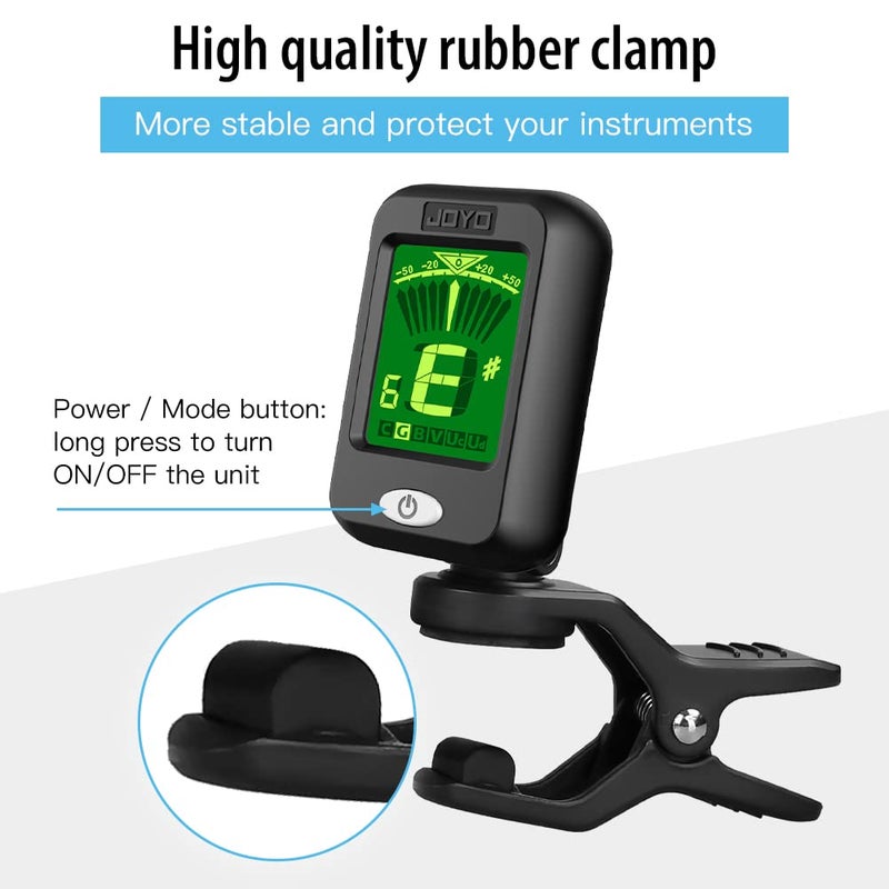 JOYO Clip on Tuner Digital Electronic Tuner for Guitar, Bass, Ukulele, Violin, Mandolin, Banjo Acoustics Calibration Tuner (JT-09) - Image 5