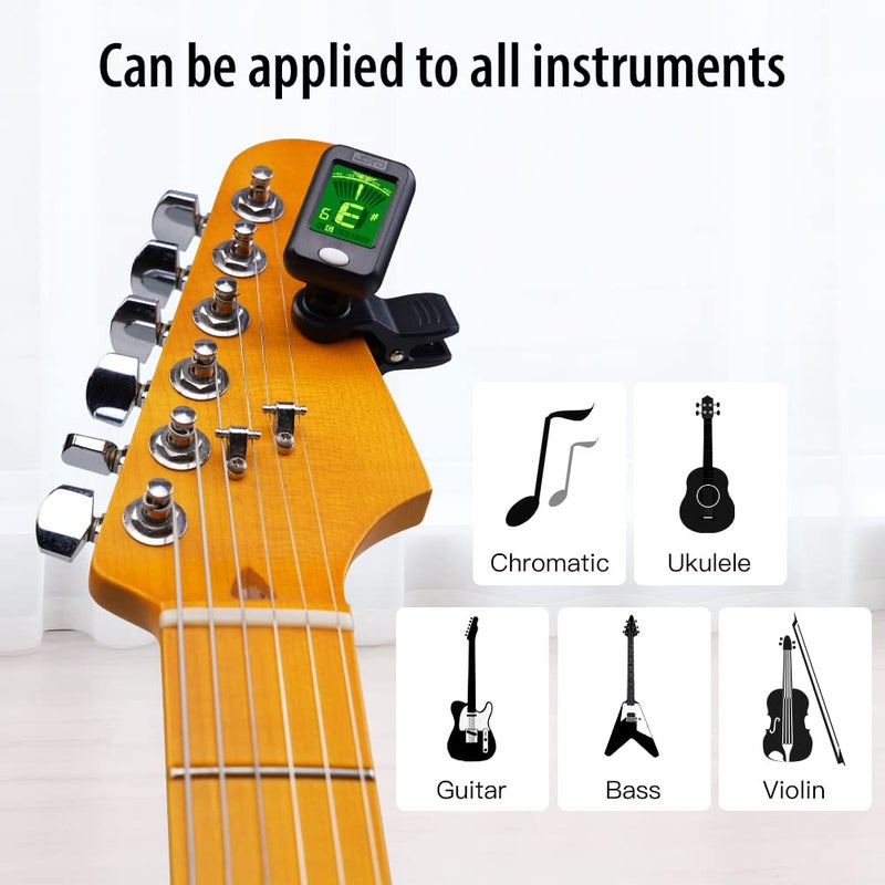 JOYO Clip on Tuner Digital Electronic Tuner for Guitar, Bass, Ukulele, Violin, Mandolin, Banjo Acoustics Calibration Tuner (JT-09) - Image 2