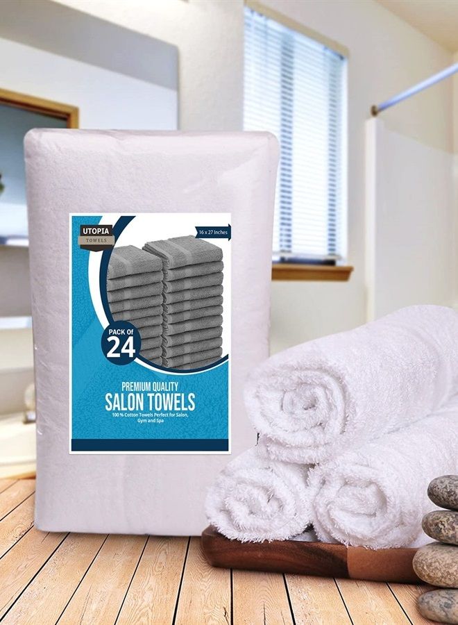 Utopia Towels White Salon Towels, Pack of 24 (Not Bleach Proof, 16 x 27 Inches) Highly Absorbent Towels for Hand, Gym, Beauty, Spa, and Home Hair Care - Image 2